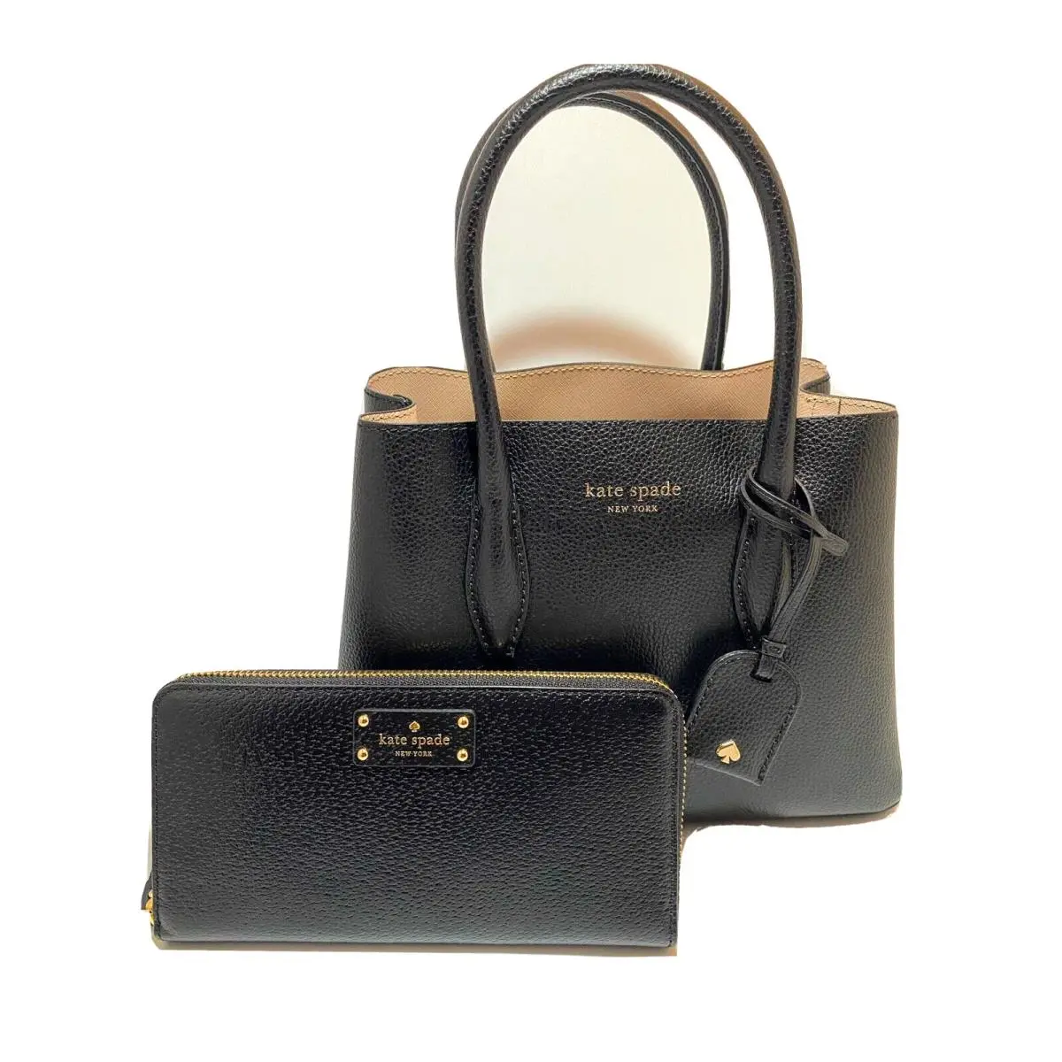 Kate Spade New York Small Black Leather Satchel Handbag and Wallet Set