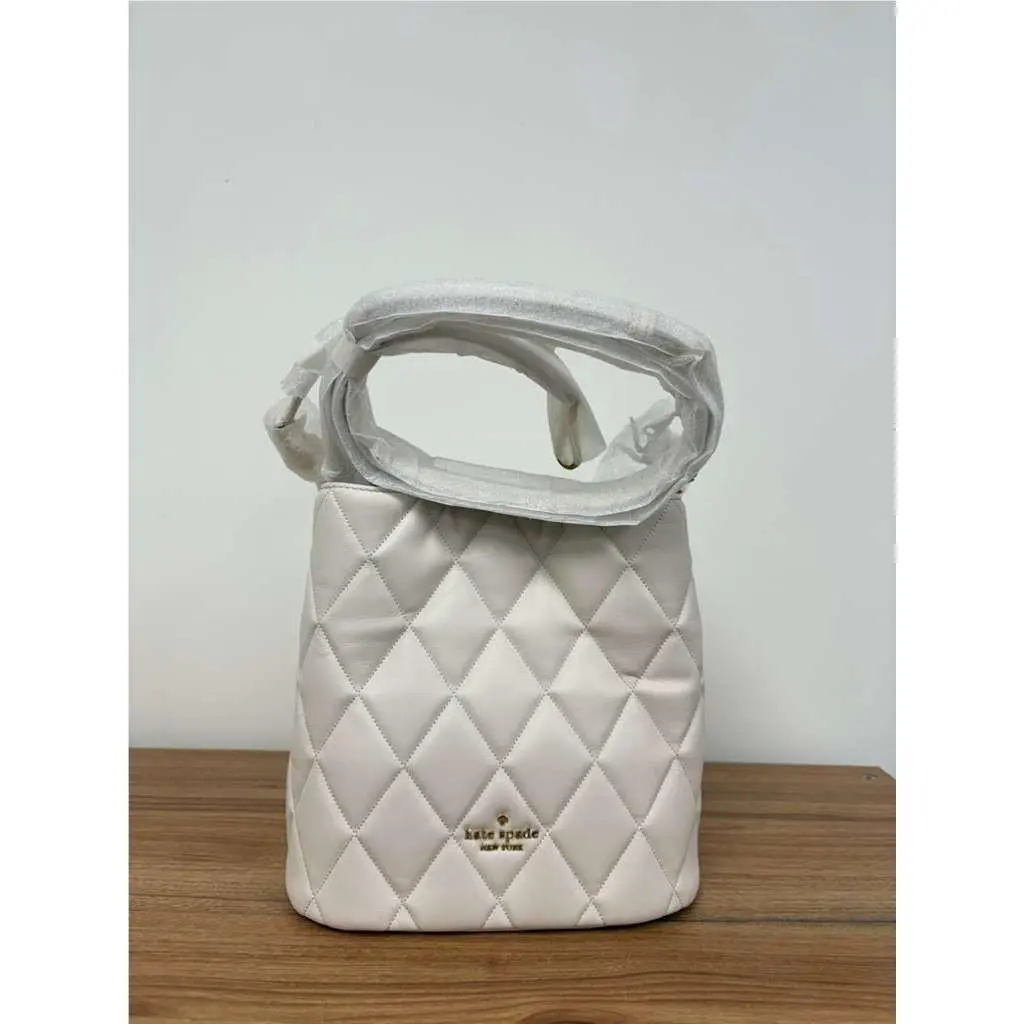 Kate Spade Carey Quilter Leather Bucket Bag Crossbody White KA765