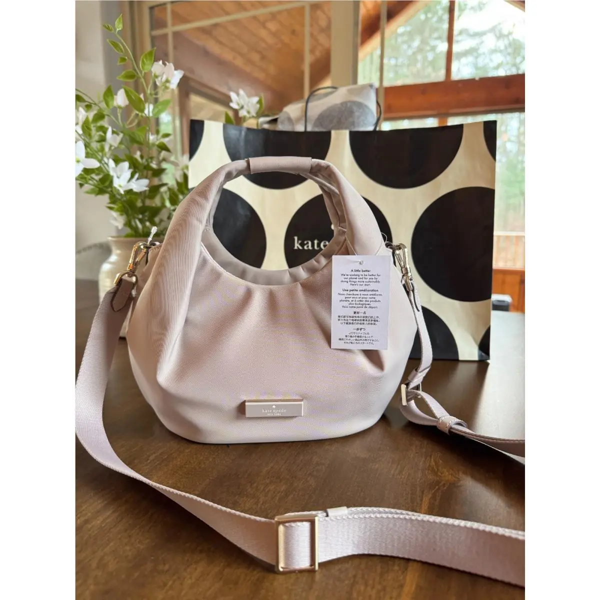 Kate Spade Carter Nylon Small Pleated Crossbody / Satchel - Cozy Grey