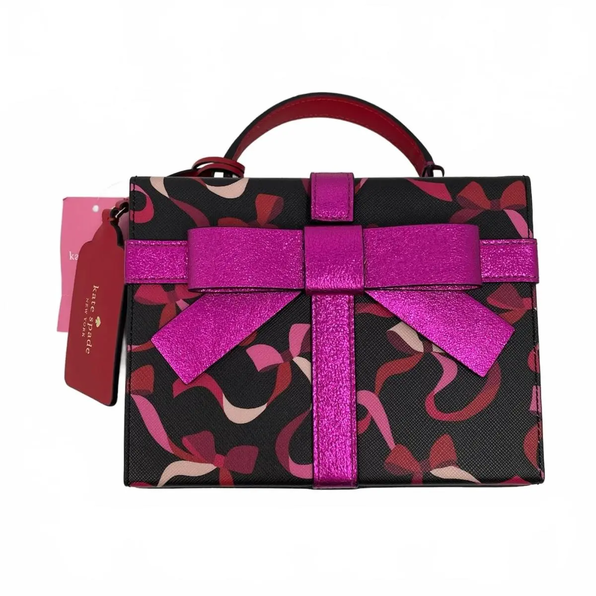 Kate Spade Black Purple Wrapping Party Ribbons Crossbody Bag OS