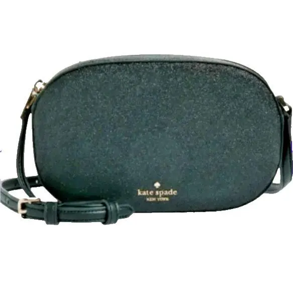 Kate Spade York Glimmer Oval Camera Bag Glitter Black