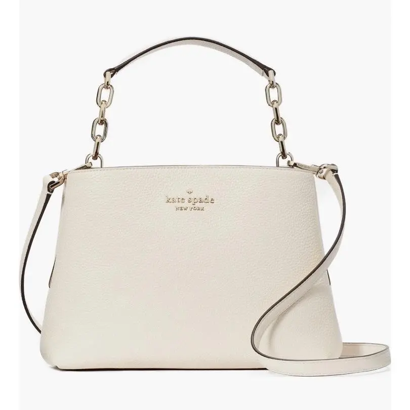 Kate Spade Aubrey Chain Top Handle Satchel Bag Crossbody Purse Parchment