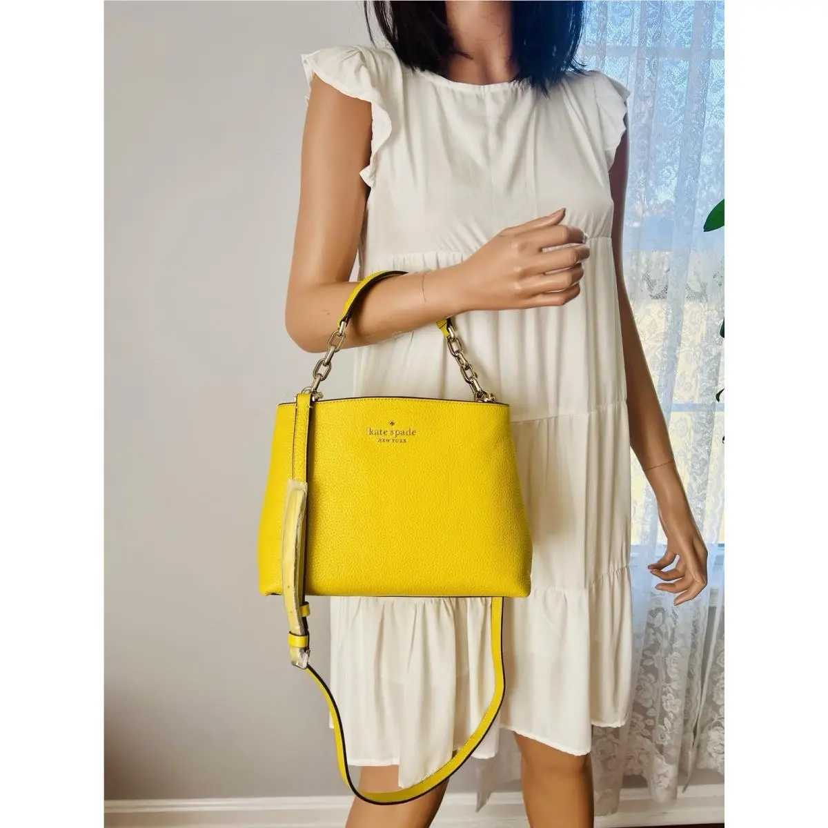 Kate Spade Aubrey Chain Top Handle Satchel Bag Crossbody Chartreuse Yellow