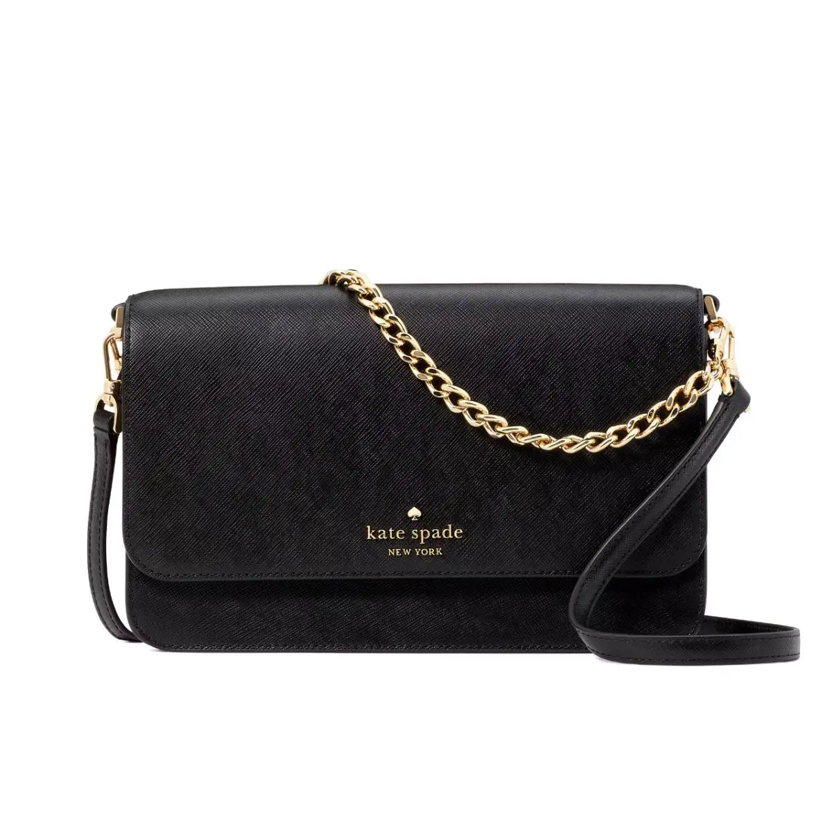 New Kate Spade Madison Medium Flap Convertible Crossbody Black