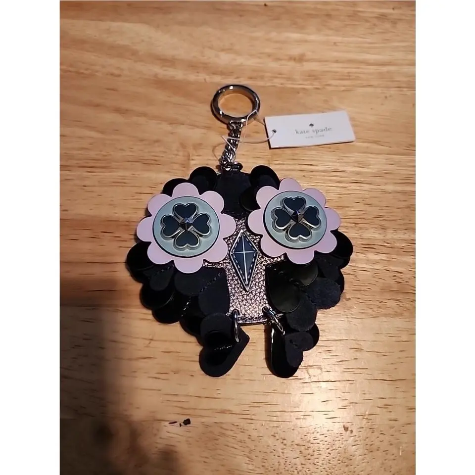 Kate Spade Nightcap Owl Leather Keychain Keyring Keyfob Bag Charm New