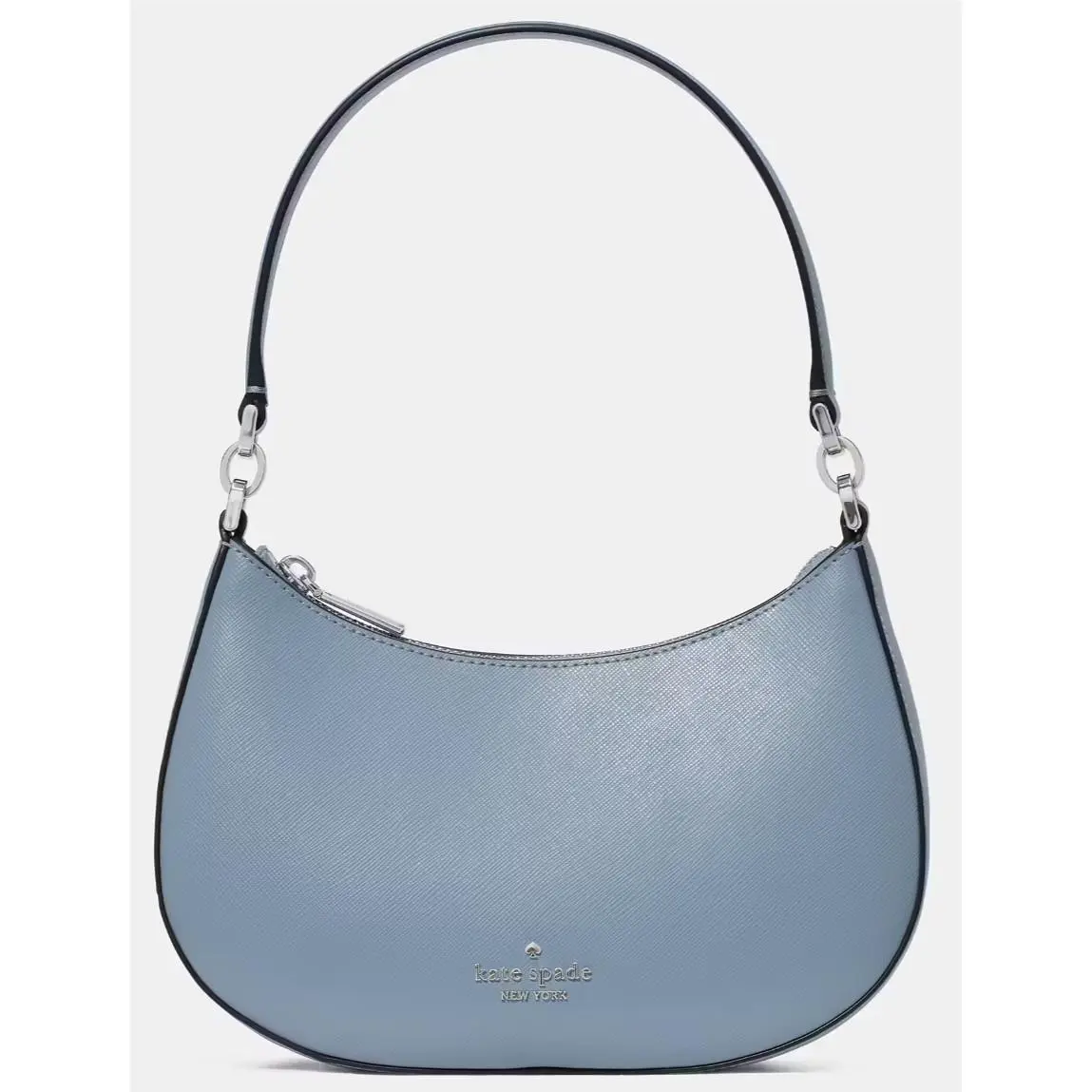 Kate Spade Paige Shoulder Bag Muted Blue Leather Crescent Purse KK983