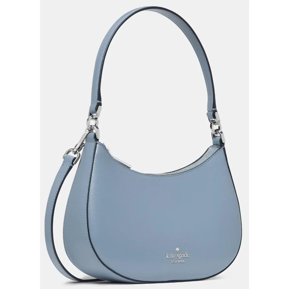 Kate Spade Paige Shoulder Bag Muted Blue Leather Crescent Purse KK983