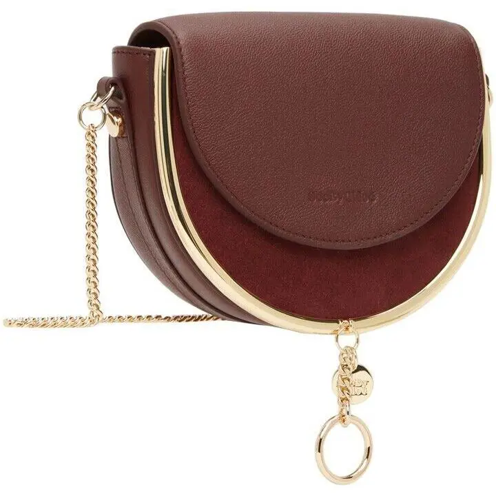 Chloé See by Chlo X7908 Burgundy Mara Leather Saddle Bag Size 6.5x6x3