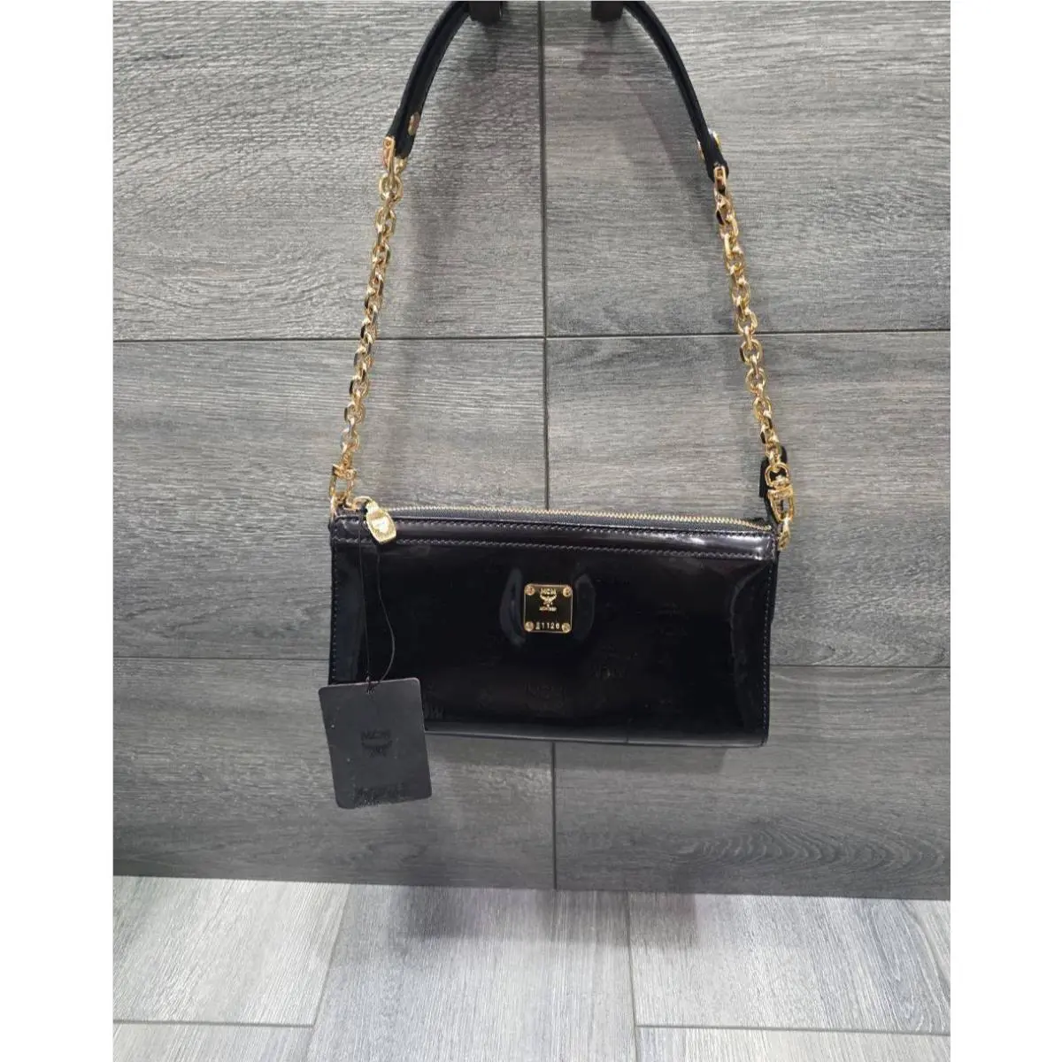 Mcm Leather Small Hobo Bag Gold Black B0000630