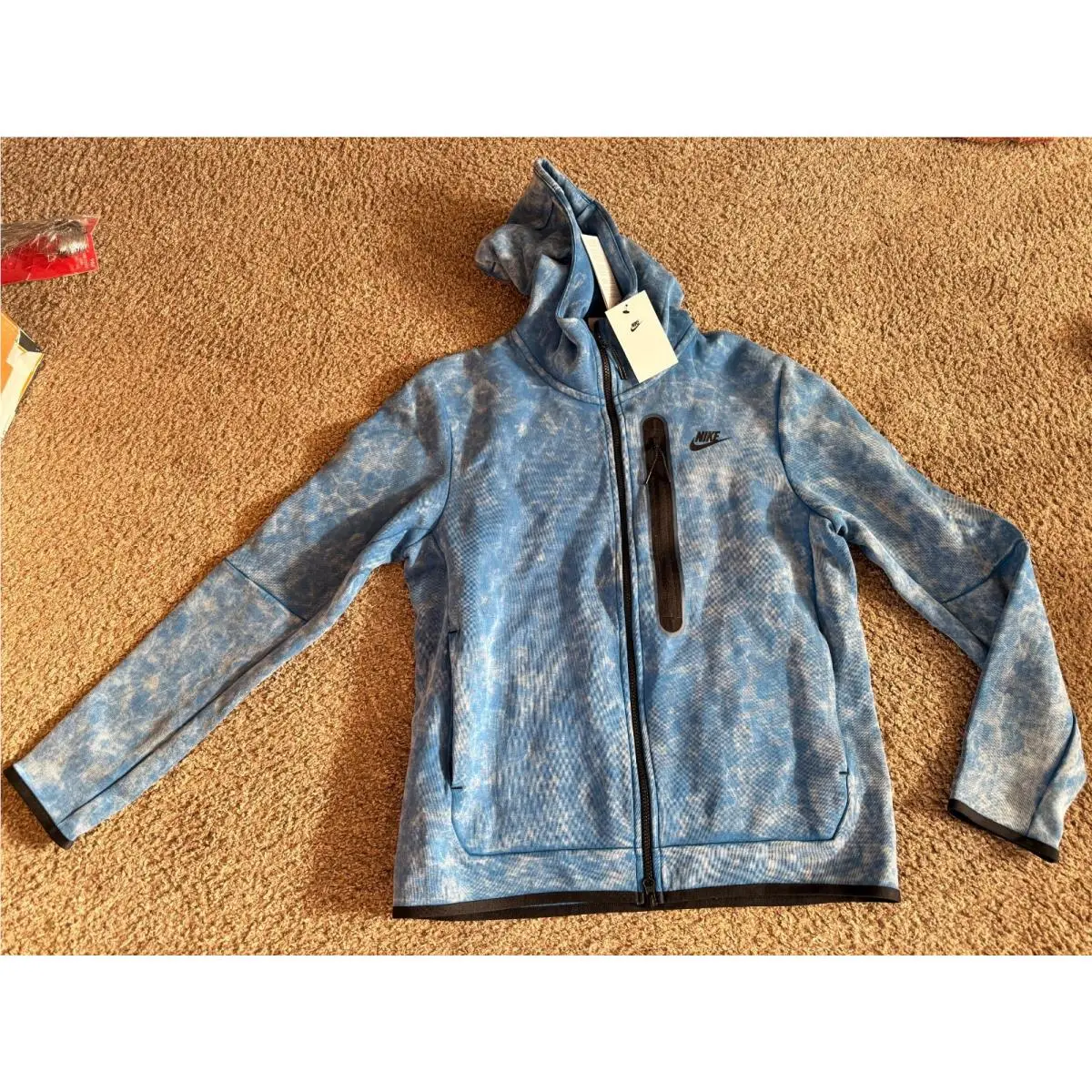 Nike Tech Jacket Hoodie Blue White Marbled Marina DM6515-407 M Medium