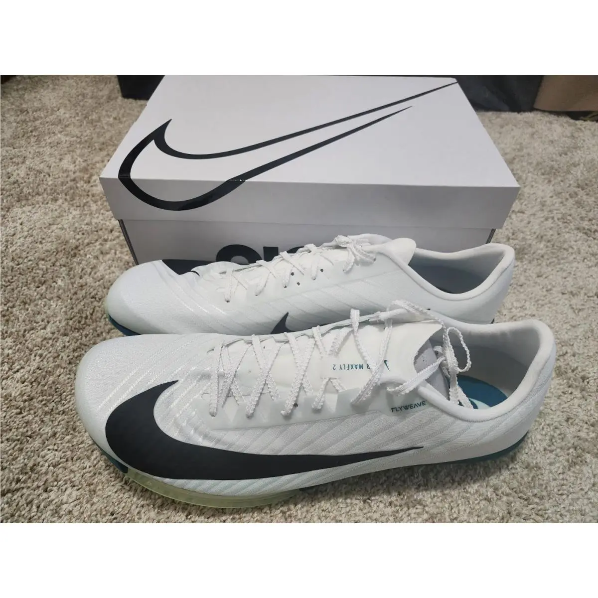 Nike Air Zoom Maxfly 2 `white Bright Spruce` FD8395-102 Track Men`s Size 15