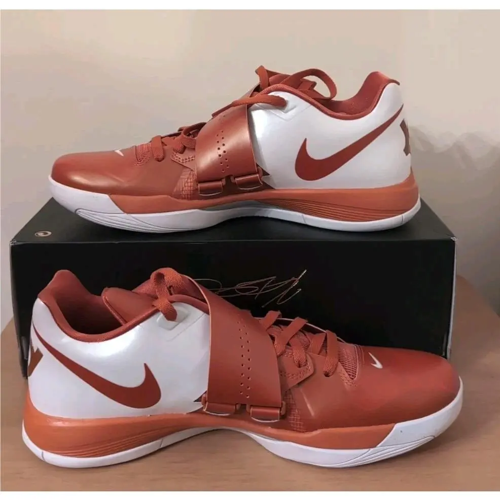 Nike Zoom KD 4 `texas Longhorns Pe` Orange Sneakers Size 10.5 IB3555-800 No Lid