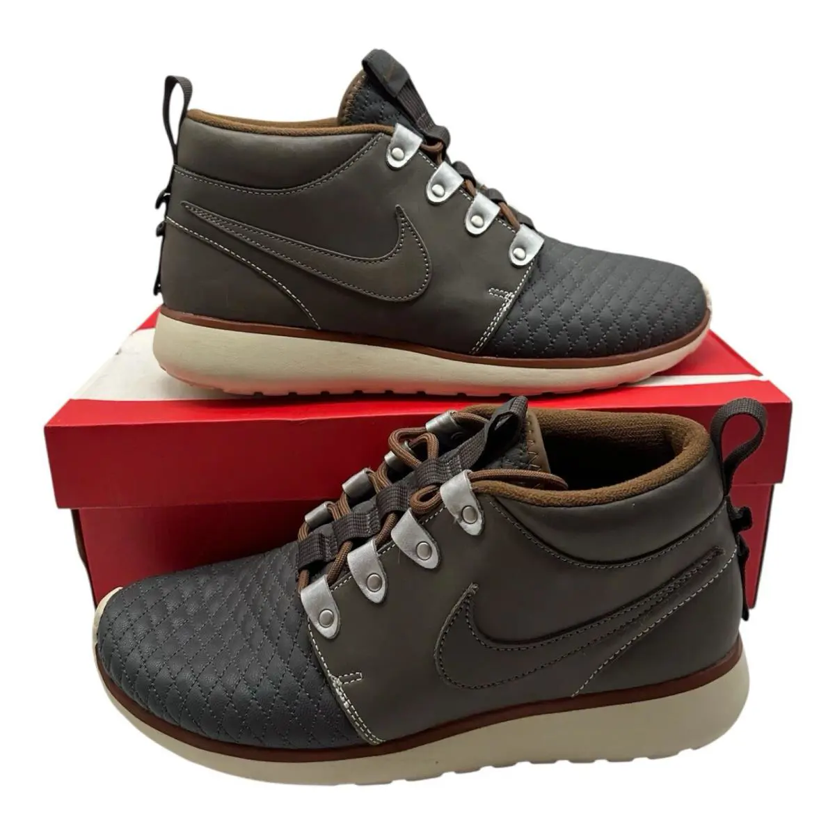 Nike Roshe Run Sneakerboot QS Mens Sz 8.5 Grey Quilted Shoes Sneakers 639165-002 - Gray