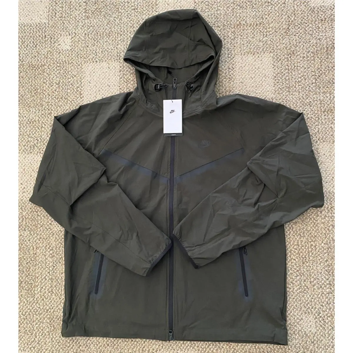Nike Tech Woven Jacket Full Zip Hooded HM7151-355 Sequoia Men`s M Medium