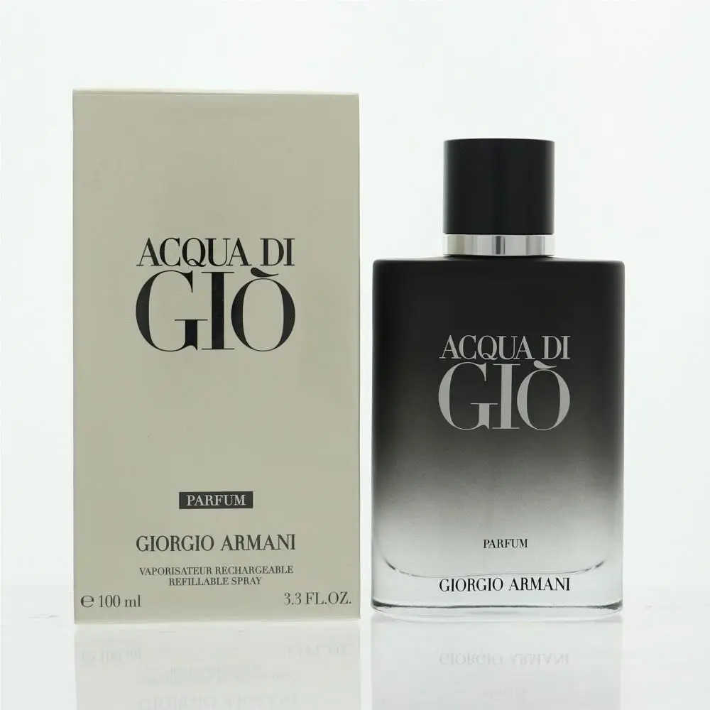 Acqua Di Gio Parfum by Giorgio Armani Box For Men 3.3 Oz Parfum Spray Refillable