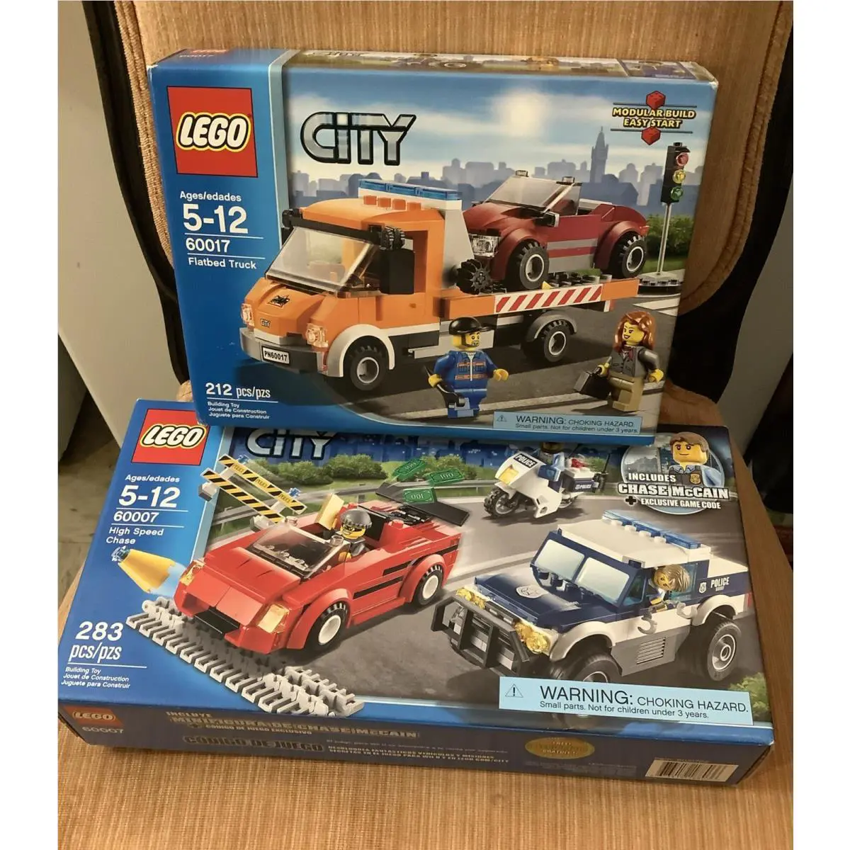 2- Lego City 60007 High Speed Chase + 60017 Flatbed Truck Both