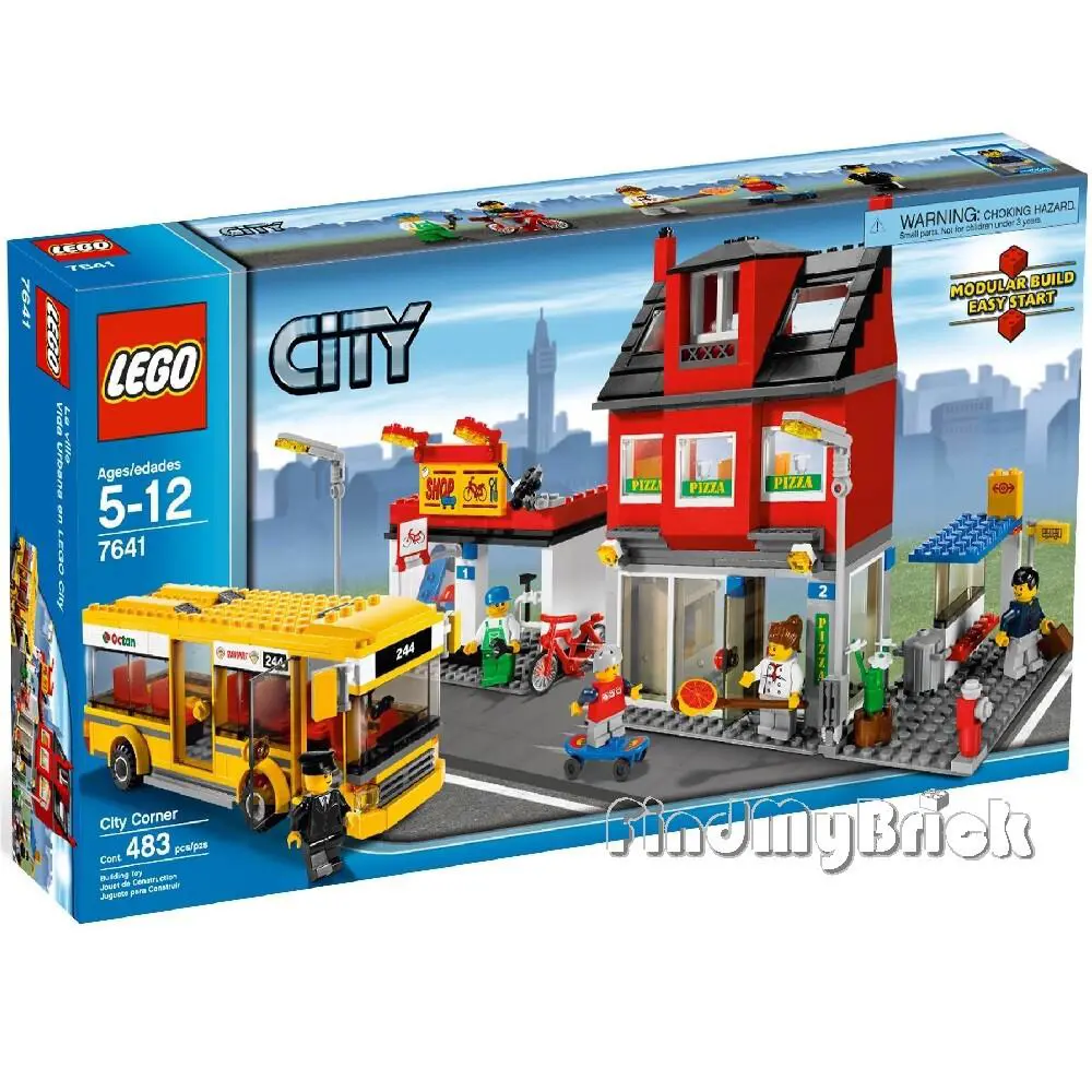 Lego City 7641 City Corner - Bus Town with 5 Minifigures