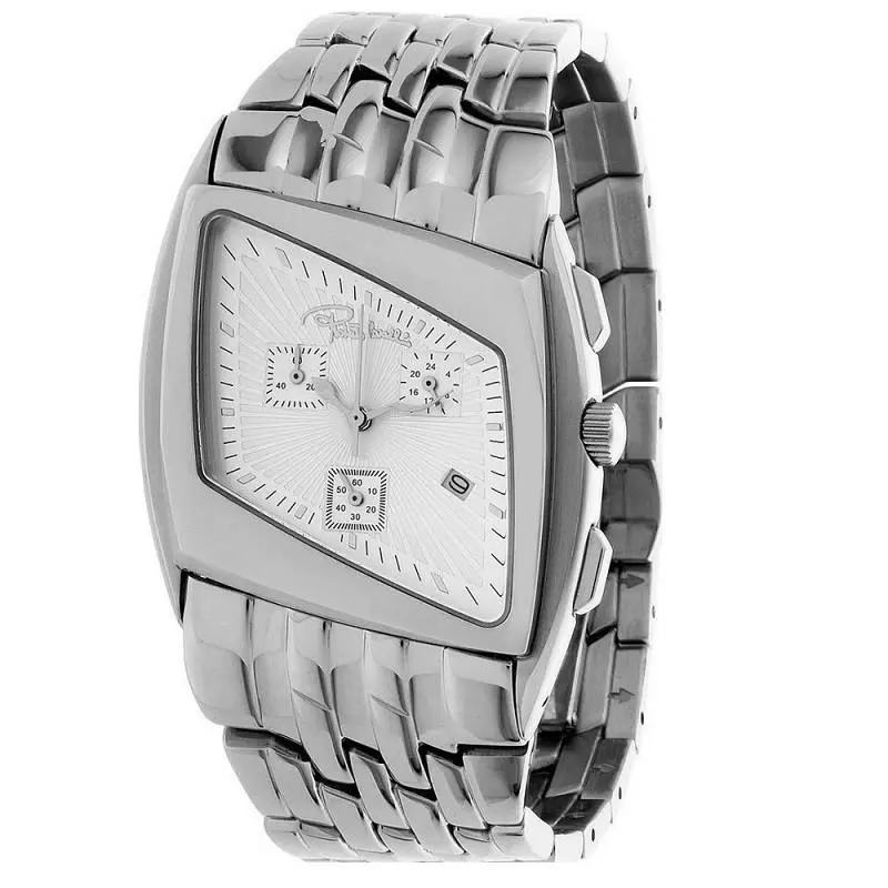 Roberto Cavalli R7253975015 Silver Stainless Steel Kite Chronograph Men`s Watch - Dial: Silver, Band: Silver, Bezel: Silver