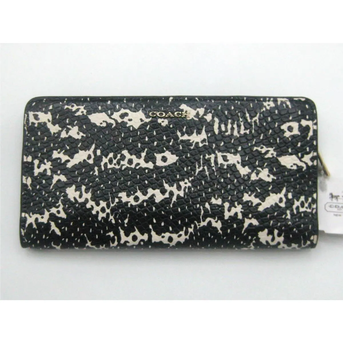 Coach Madison Two Tone Python Leather Skinny Bifold Wallet Black Rare Find