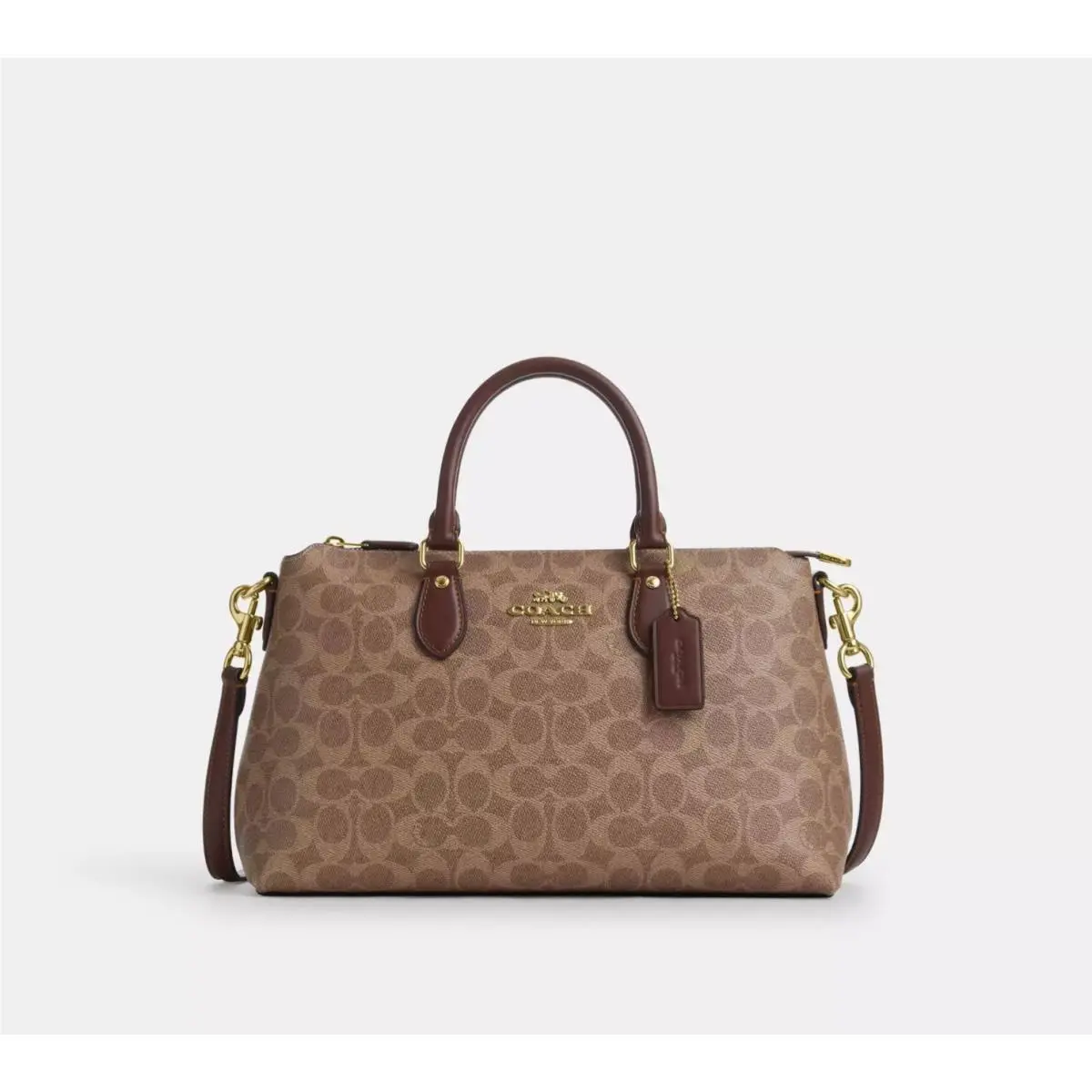Georgia Satchel Bag In Signature Canvas Gold/brown Black CR157 by Coach