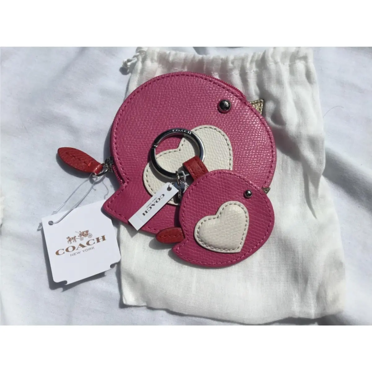 Coach Bird Leather Coin Purse 63144 and Key Chain 63286 Rare