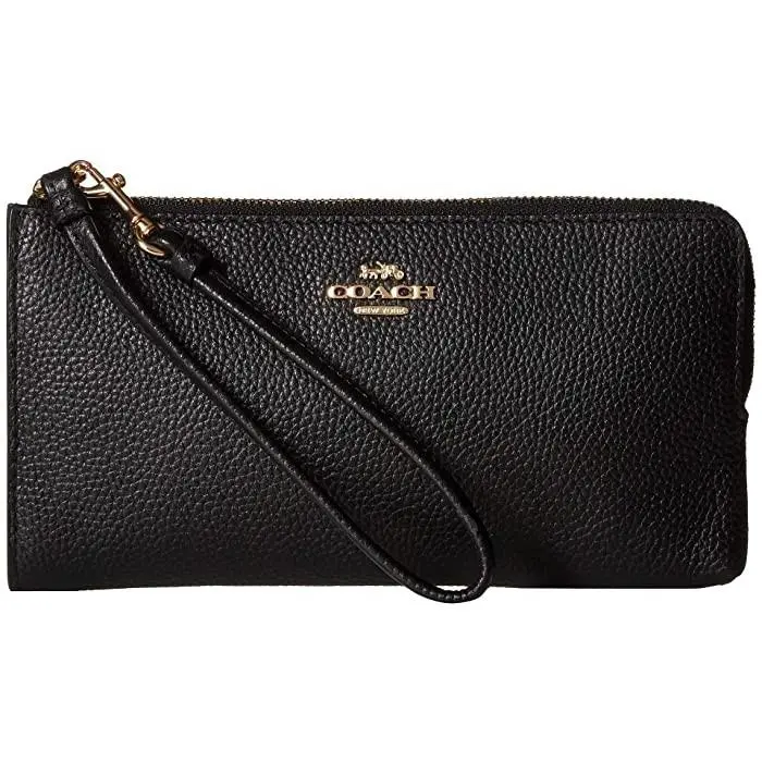 Coach L13321 Women’s Black Pebble Leather Zip Wallet