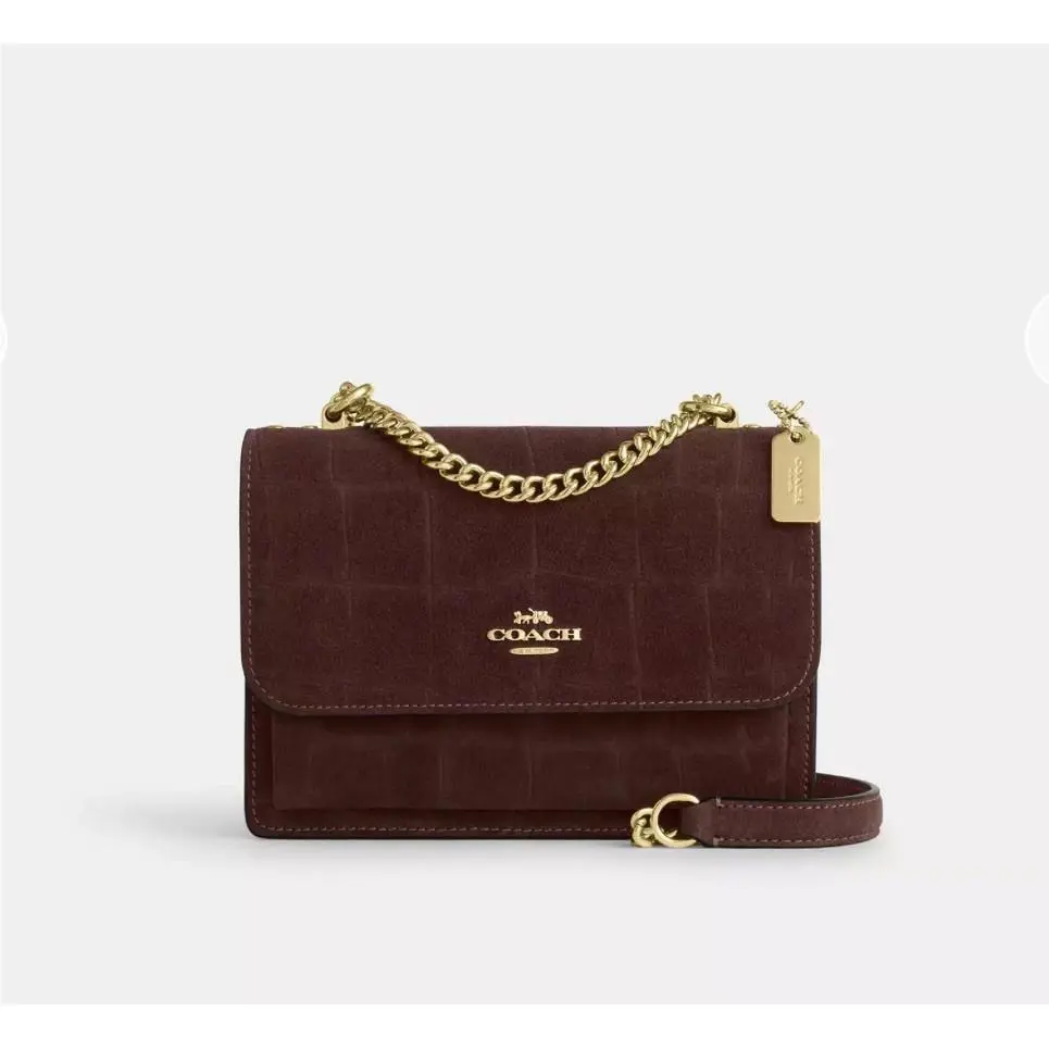 Coach CCE09 Mini Klare Crossbody Bag Crocodile-embossed Suede Leather