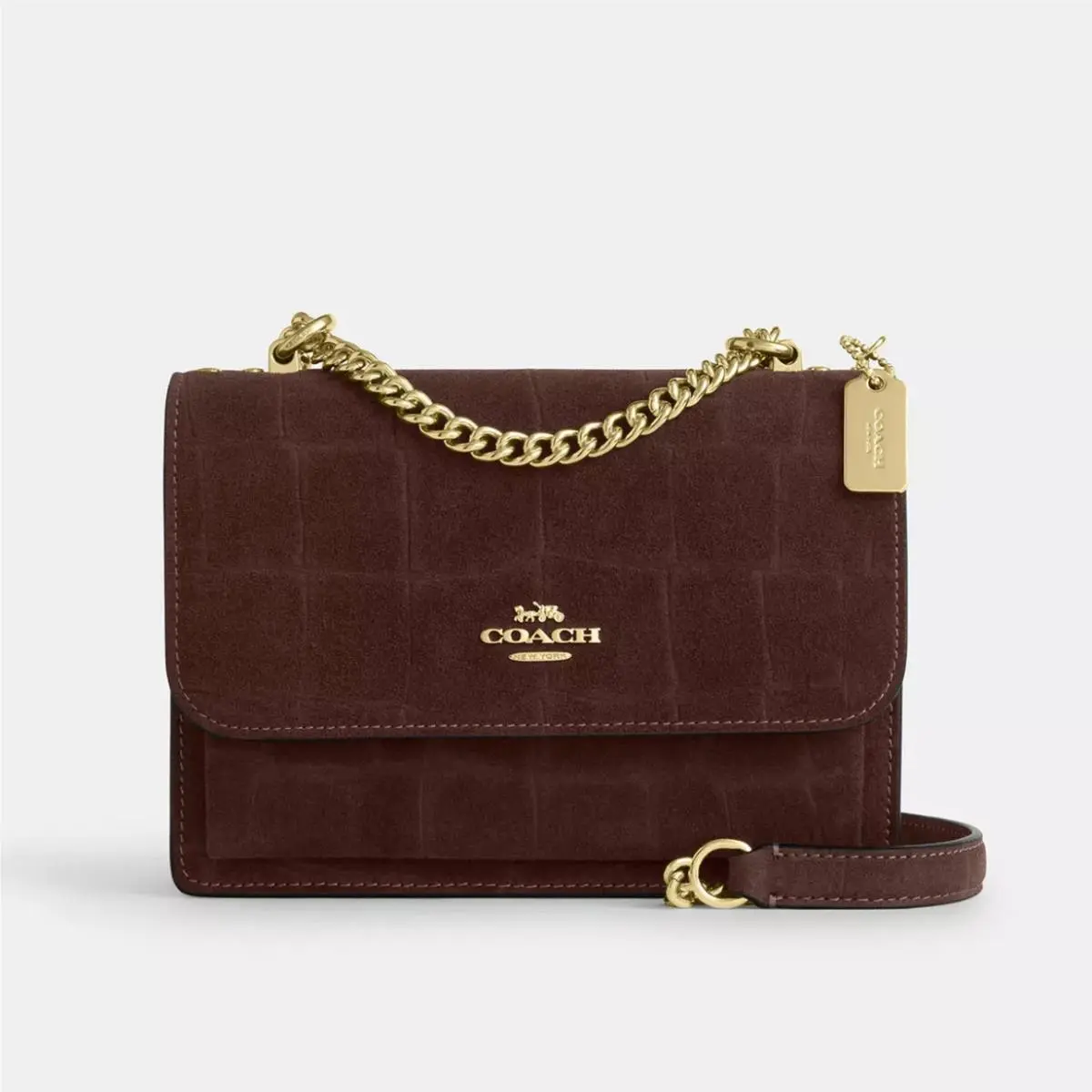CCE09 Mini Klare Crossbody Bag Crocodile-embossed Suede Leather by Coach