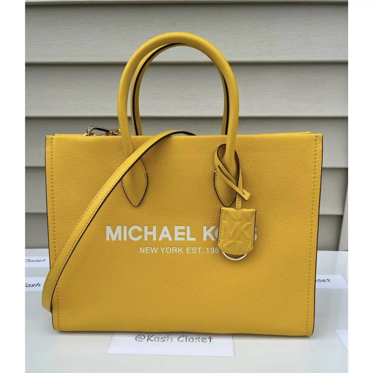 Mirella Tote Bag Medium Pebbled Leather Purse Bag Butter by Michael Kors