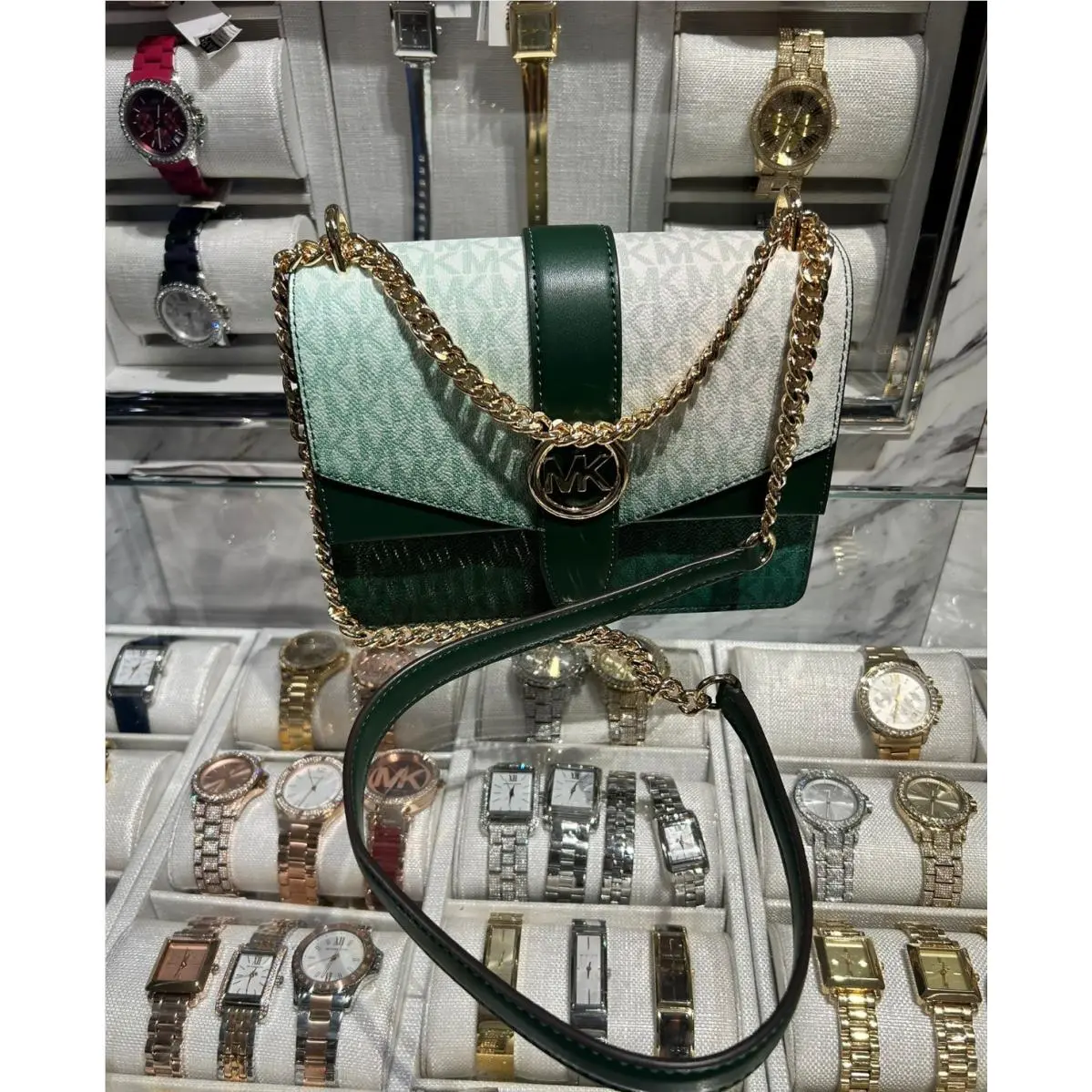 Michael Kors Greenwich Women Small MK Ombré Logo Flap Crossbody Bag Variation