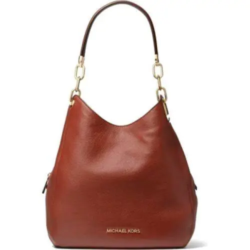 Michael Kors Lillie Brandy Dark Red Gold Chain Large Shoulder Tote Bag