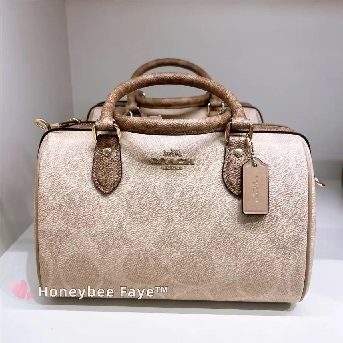 Coach CY679 Rowan Satchel Bag In Blocked Signature Canvas Sand/tan
