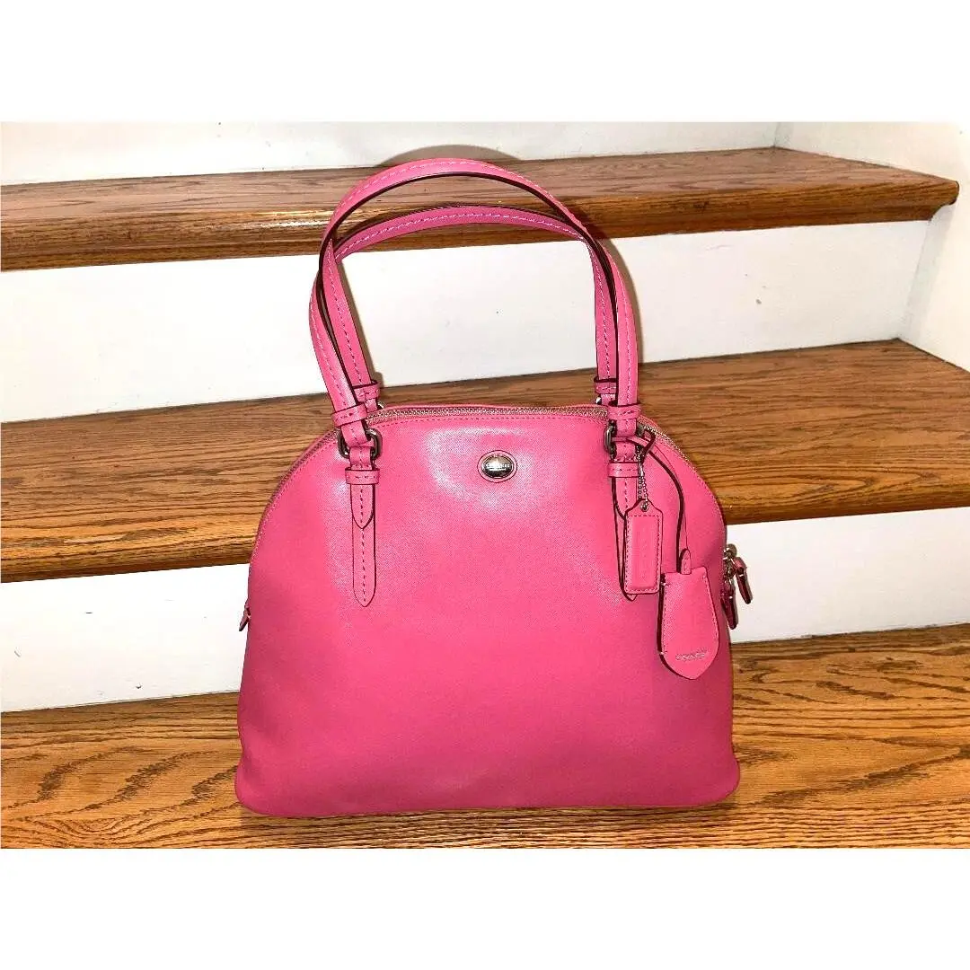 w Tags Coach Peyton Saffiano Leather Strawberry Pink Domed Satchel 31408