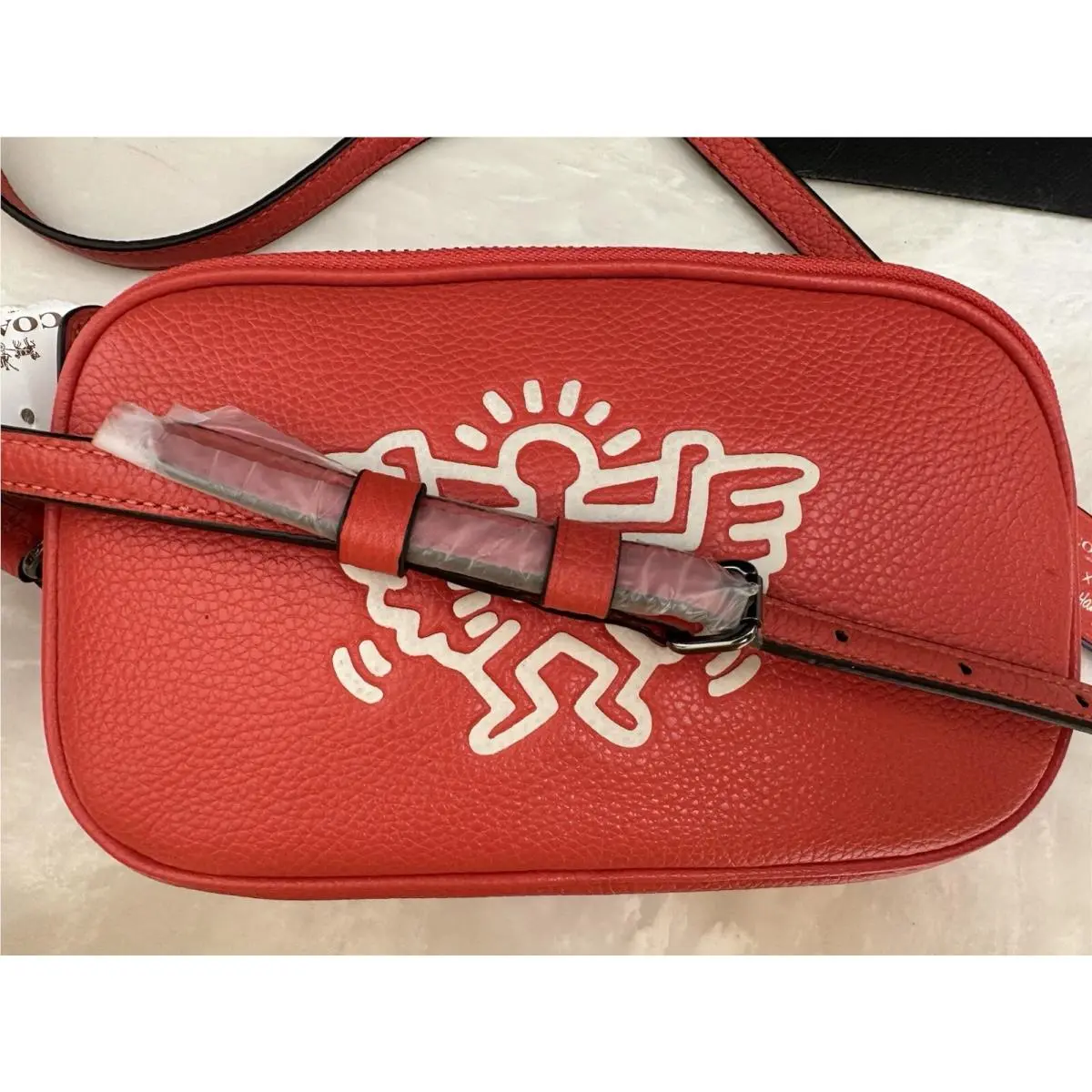 Coach X Keith Haring Lyla Bright Orange Leather Sadie Crossbody 13687