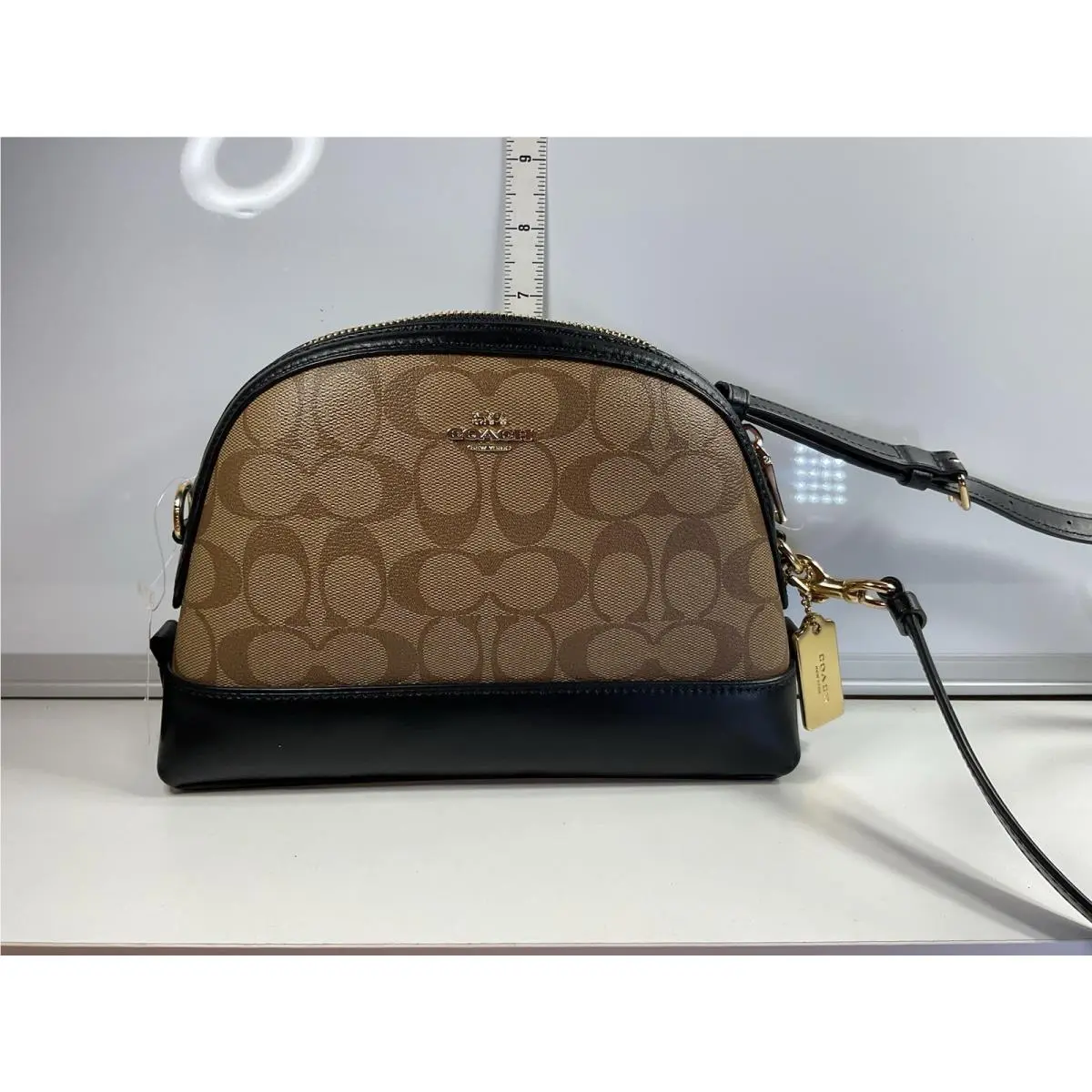 Signature Domed Crossbody Coated Canvas Gold Hardware by Coach