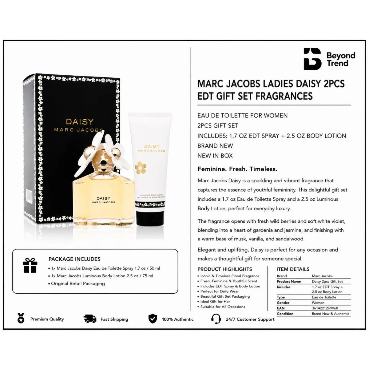 Marc Jacobs Ladies Daisy 2pcs Edt Gift Set Fragrances