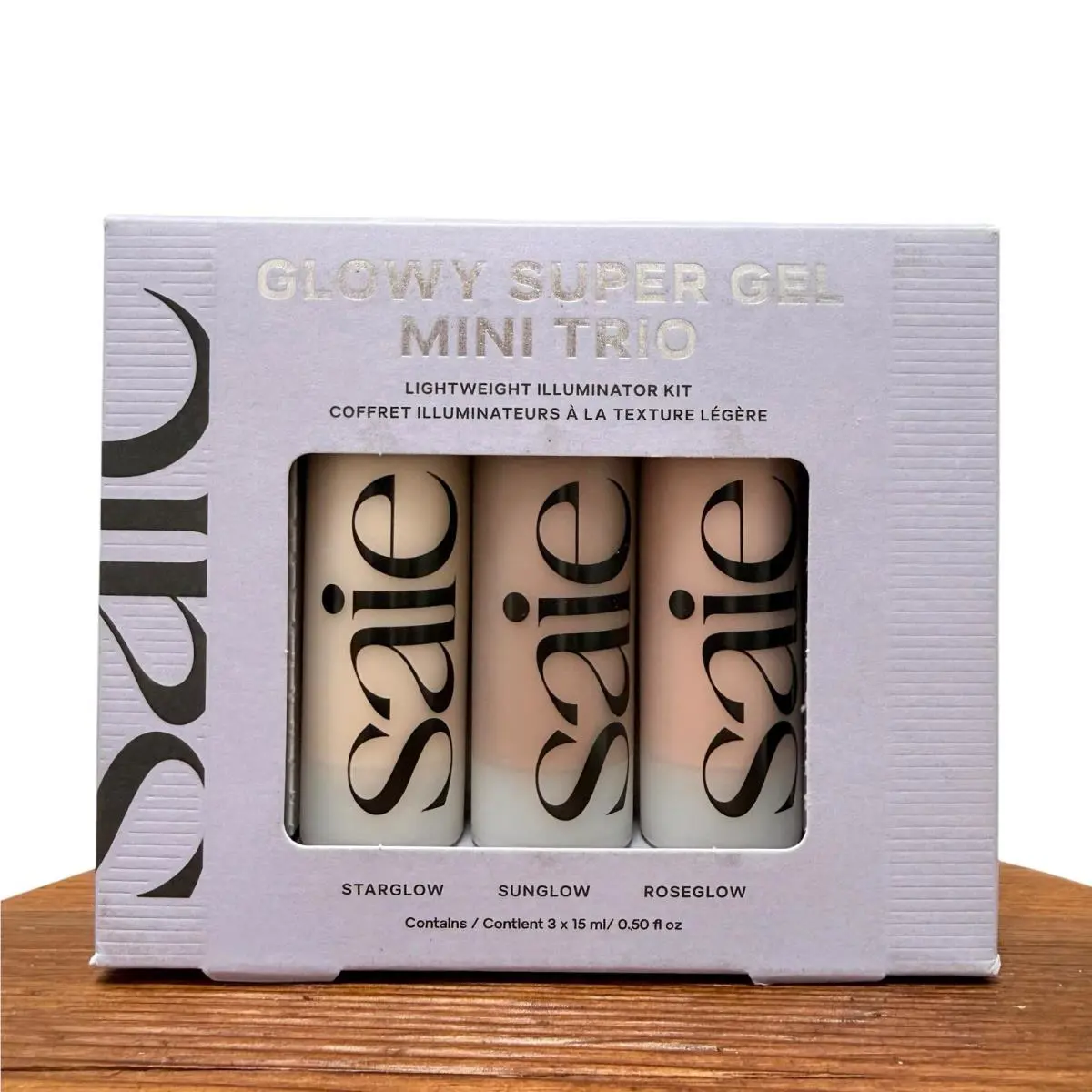 Glowy Super Gel Mini Trio Gift Set Kit Starglow Sunglow Roseglow 0.5oz Each by Saie
