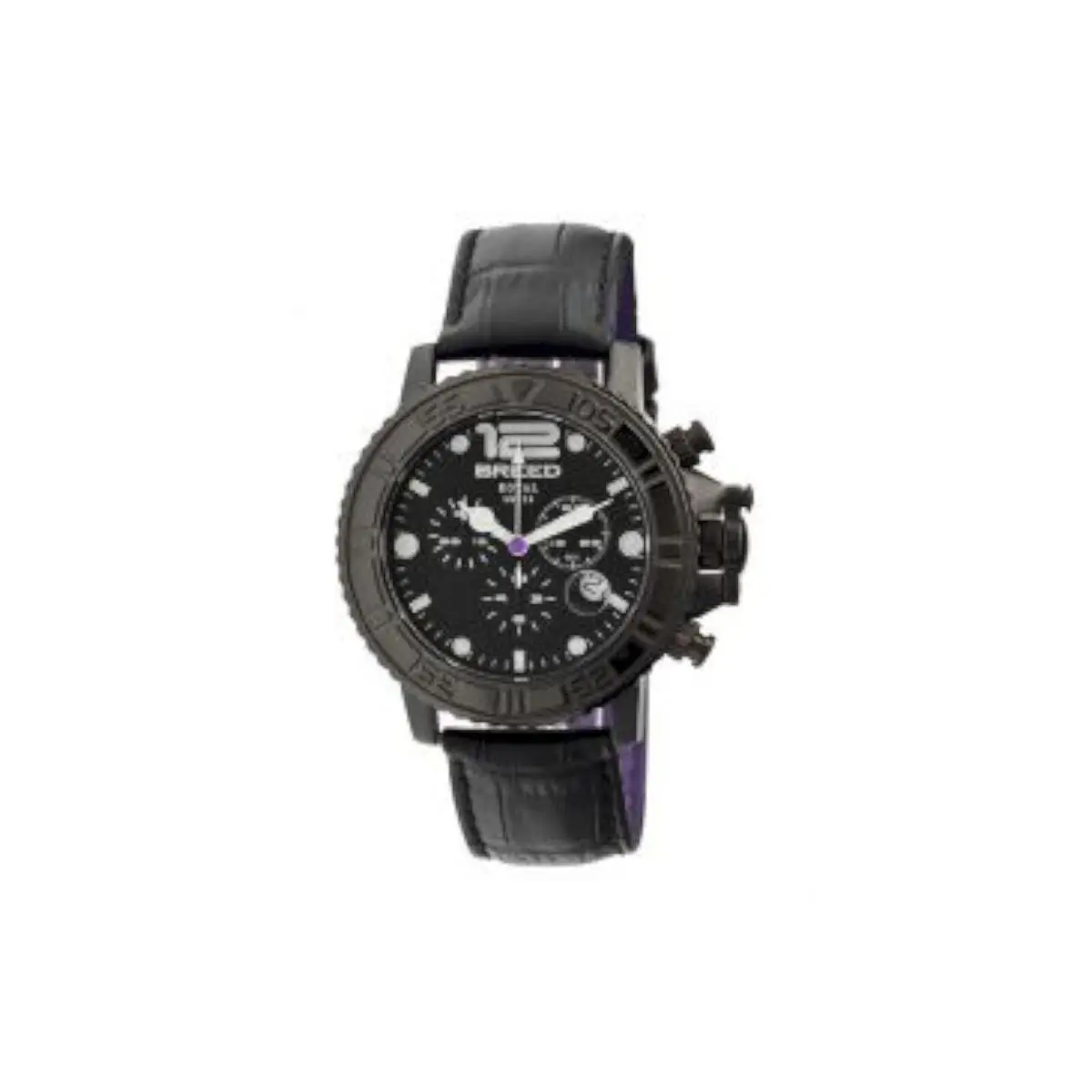 BRD4704 Men`s Von Glarus Black Leather Chrono Dial Watch Royal Swiss by Breed