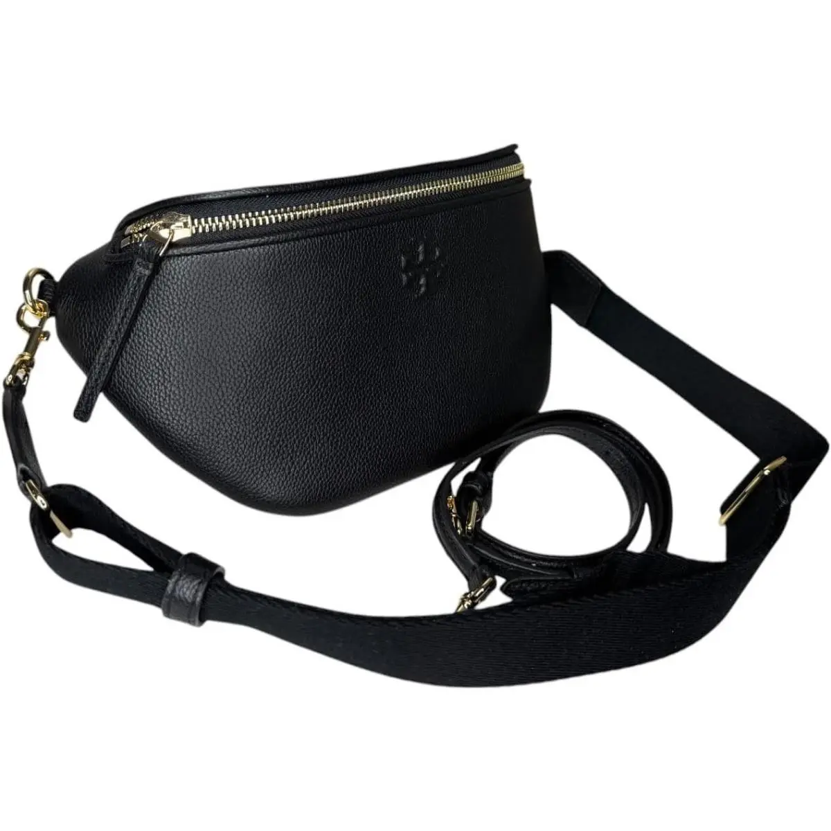 Thea Pebble Leather Belt Bag Crossbody Lightweight Adjustable Handbag Black by Tory Burch