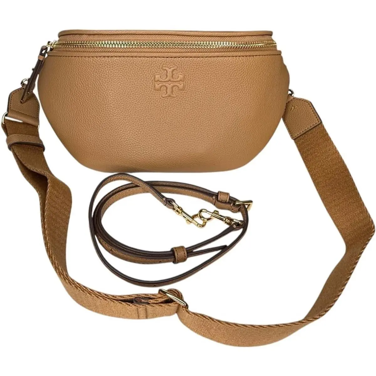 Thea Pebble Leather Belt Bag Crossbody Lightweight Adjustable Handbag Tan by Tory Burch