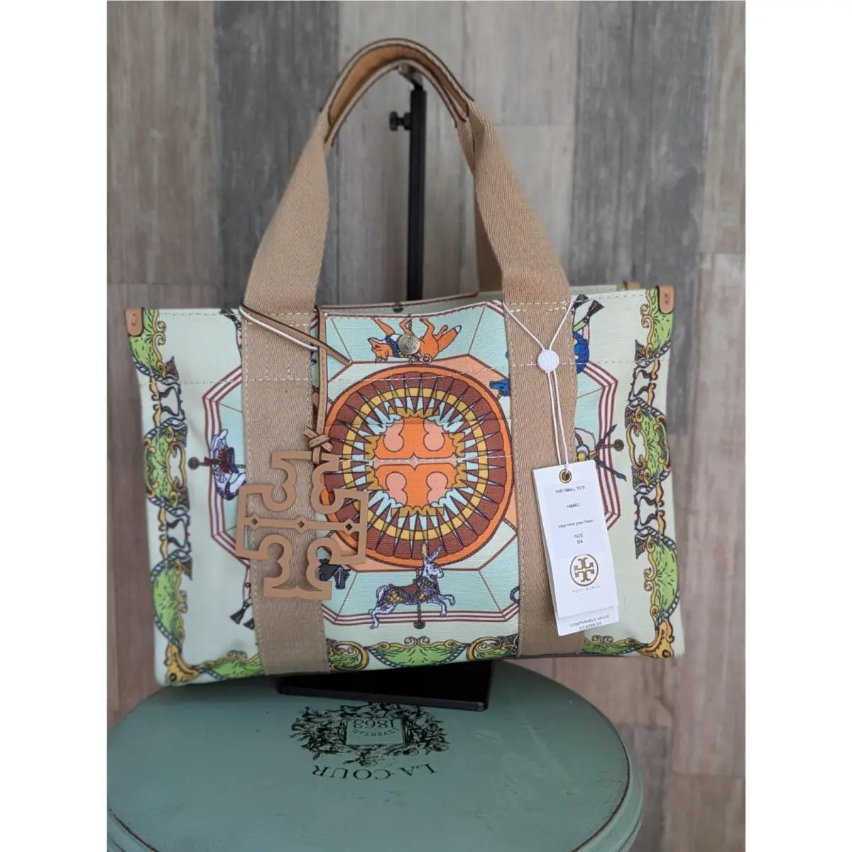Tory Burch Horse Carousel Tote/ with Strap