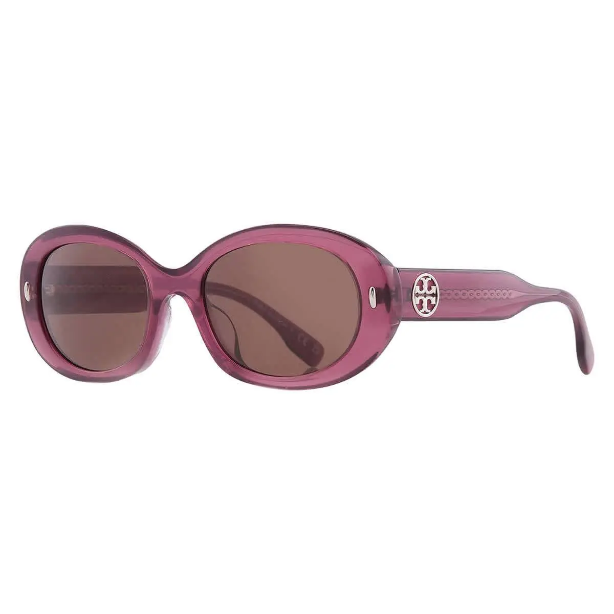 Tory Burch Dark Brown Oval Ladies Sunglasses TY7214U 317973 53 TY7214U 317973 53