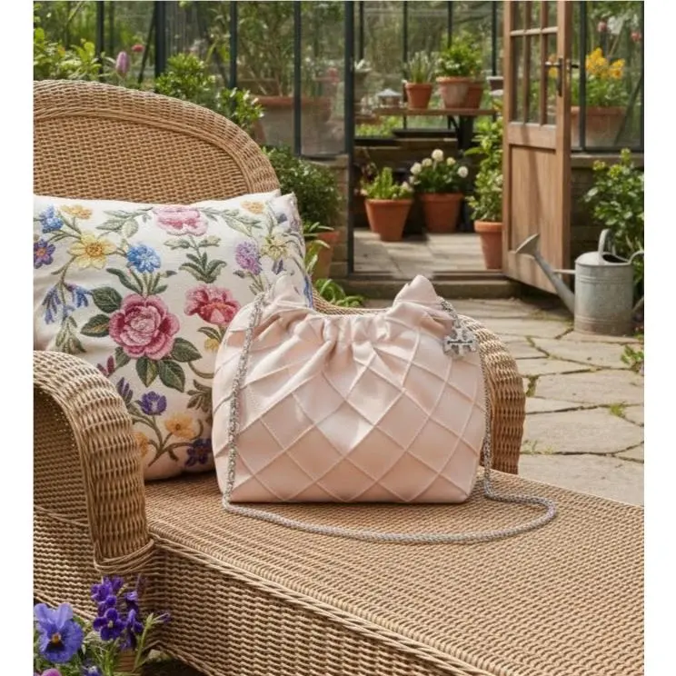 Tory Burch Fleming Soft Pink Quilted Hobo Mini Crossbody Bag/mini Handbag