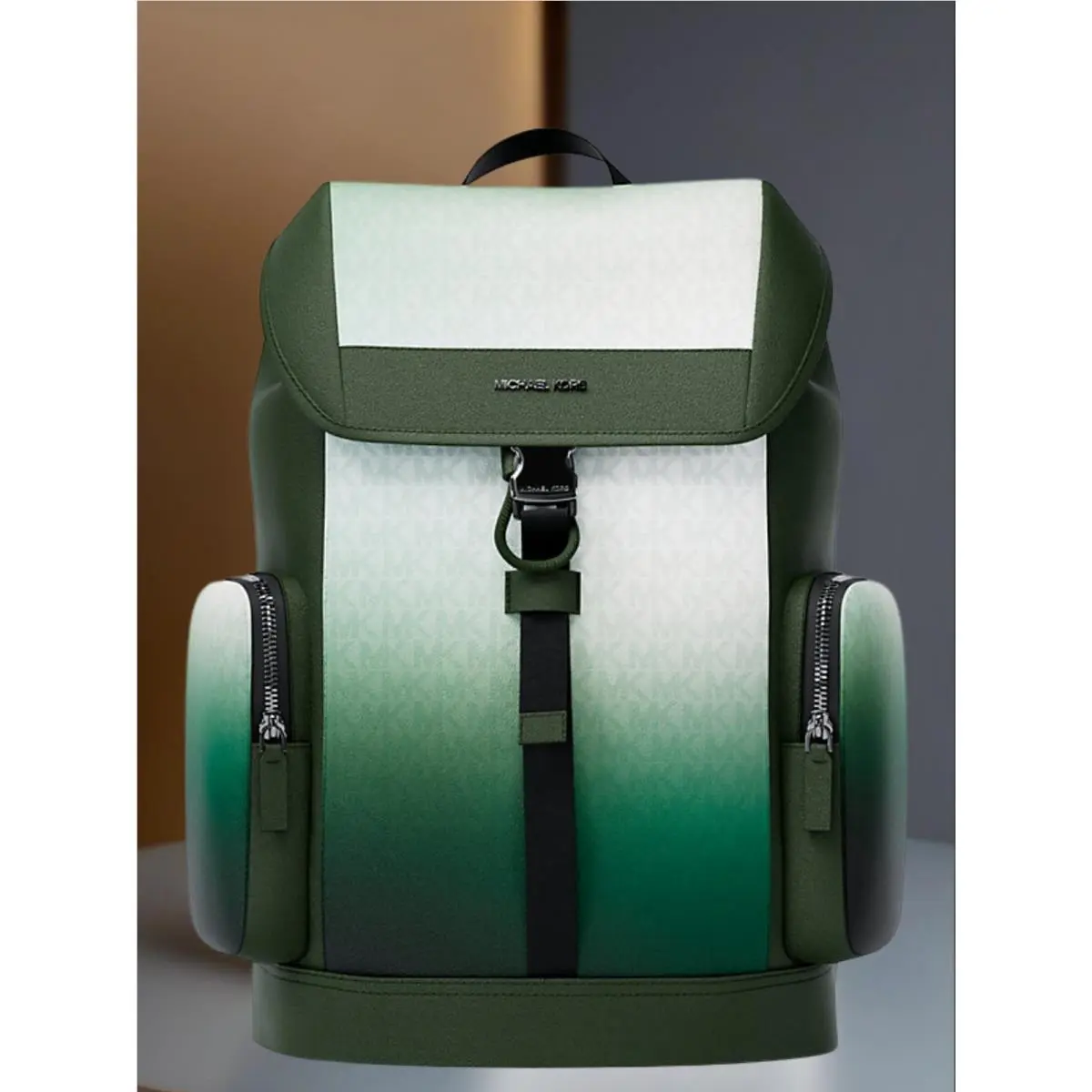 Michael Kors MK Cooper Men Medium Ombré Signature Logo City Backpack Moss Multi