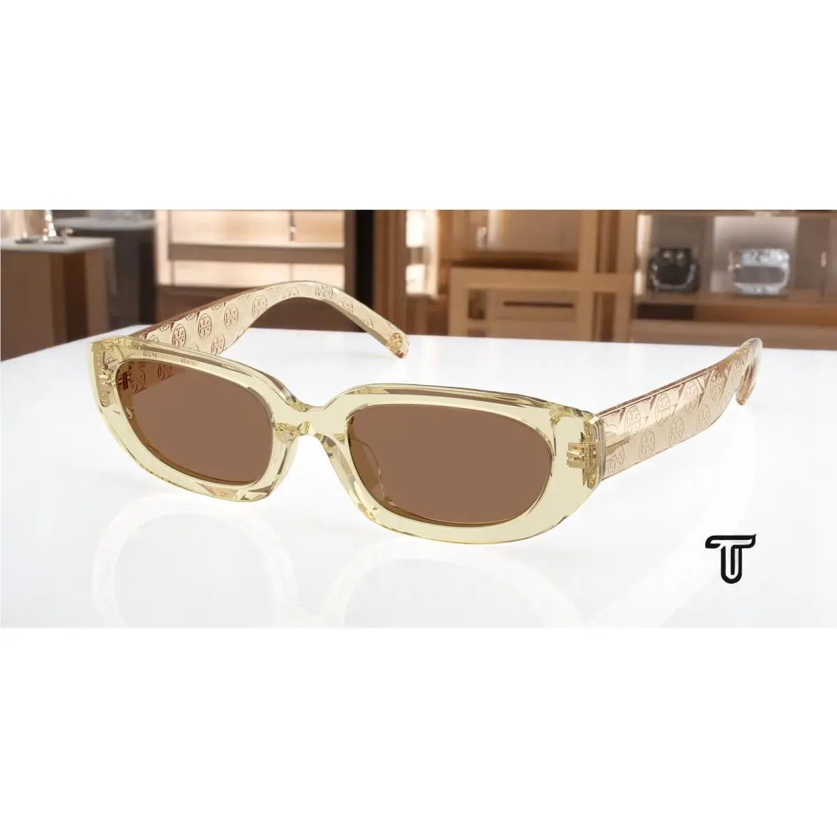 TY7219U 202673 Yellow Brown 52 mm Women`s Sunglasses by Tory Burch