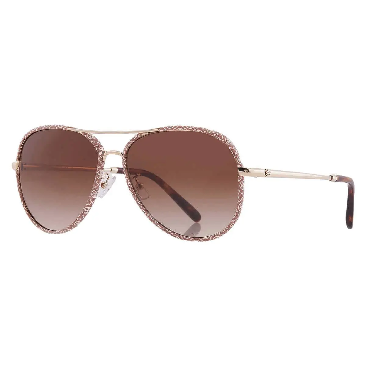 Tory Burch Women`s 58mm Gold Brown Monogram Wrap Sunglasses TY6114-336013-58
