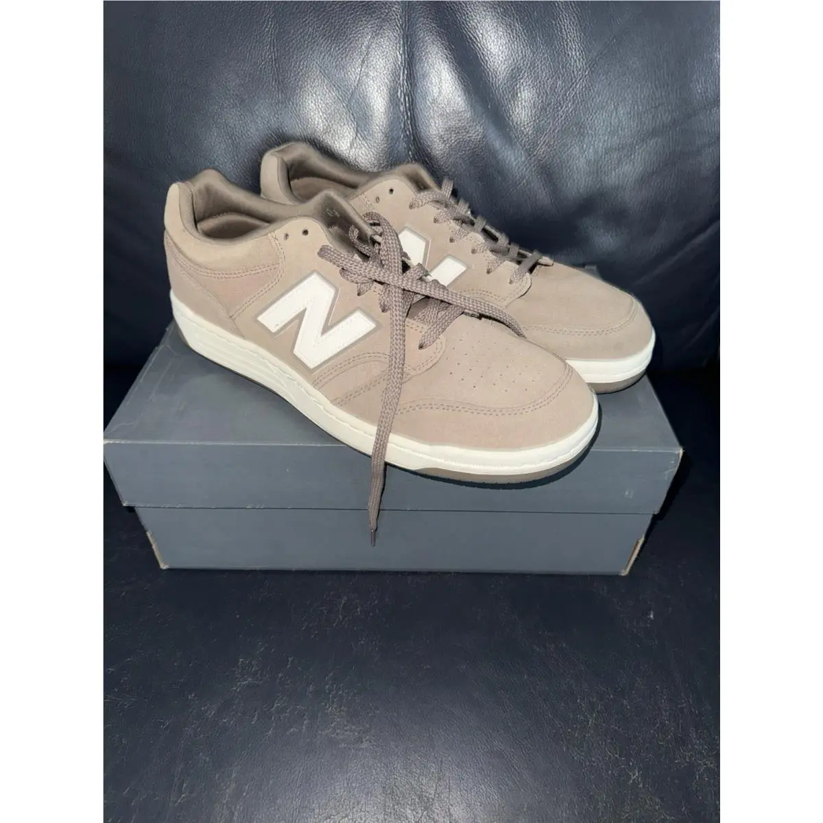 New Balance 480 Men’s Low Top Suede Lace Up Sneakers Mushroom/sea Salt Men’s 12