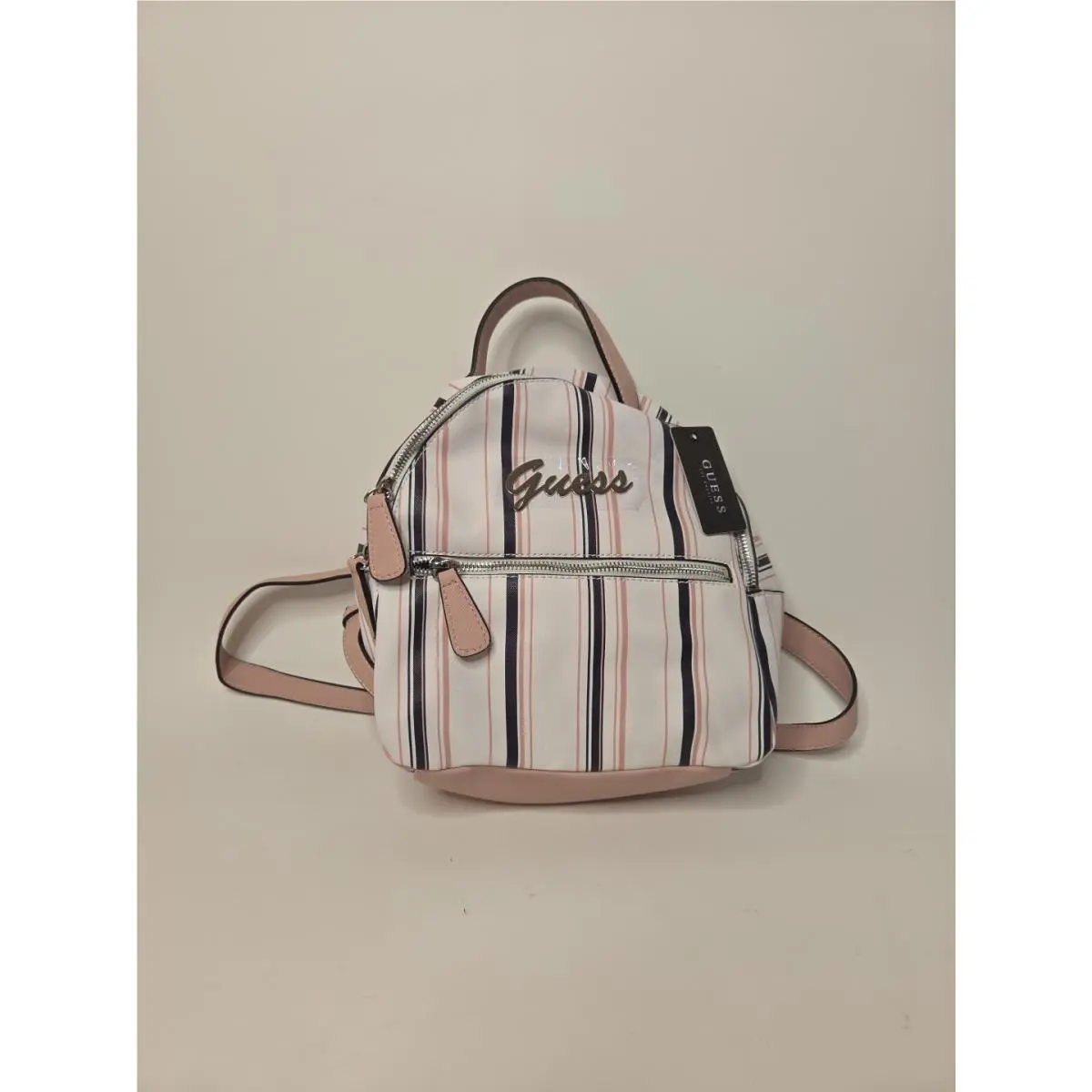 Guess Mini Backpack Striped Navy/pink/ White Fashion Bag