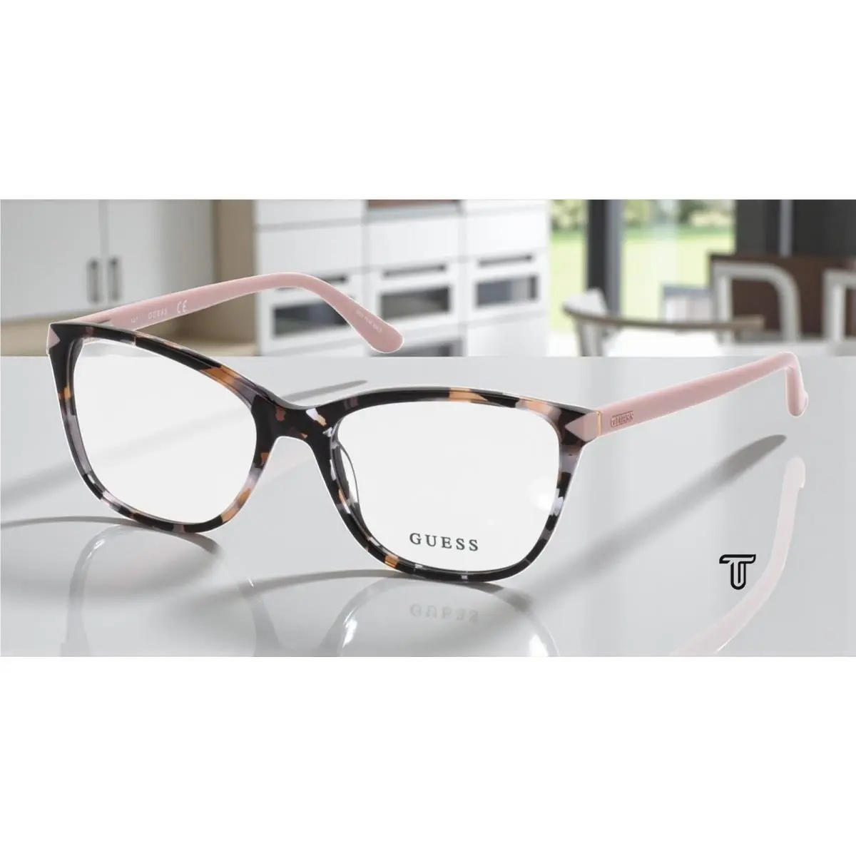 Guess GU2673 055 Coloured Havana Clear Lens Plastic 53 mm Women`s Eyeglasses