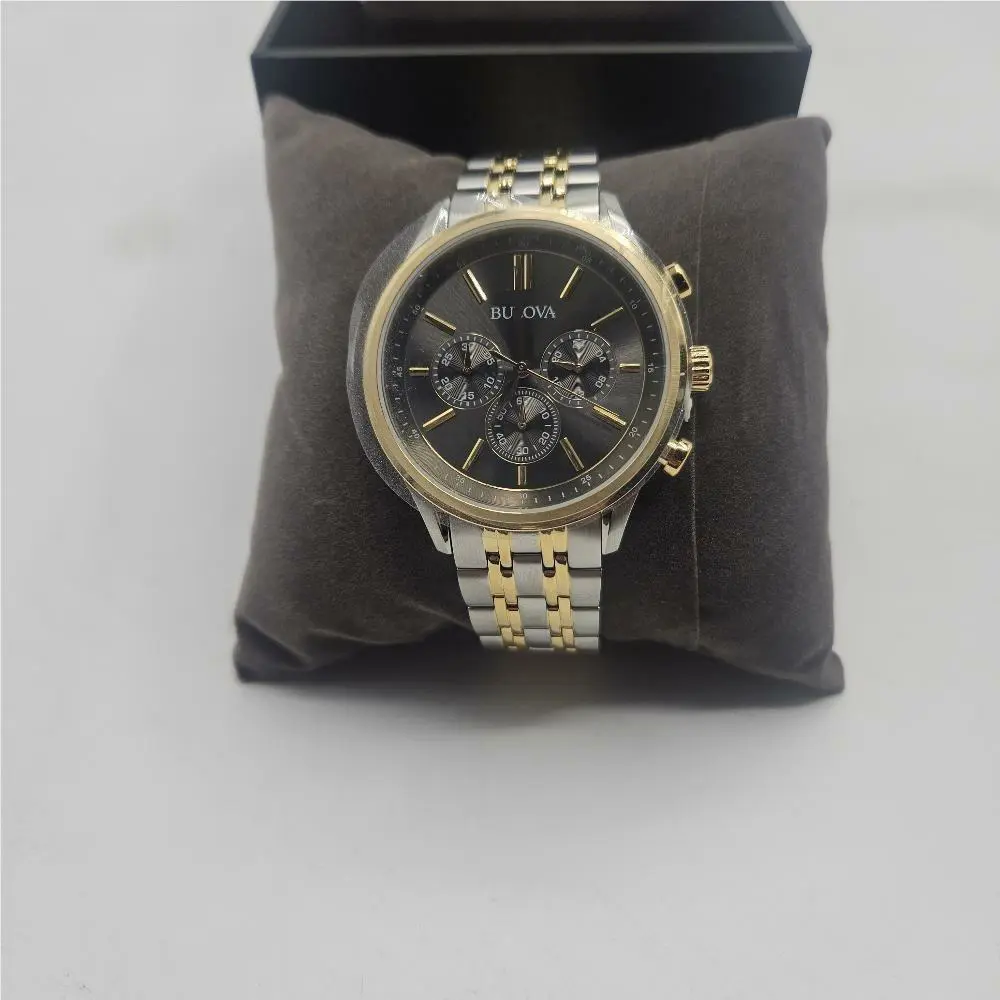 Bulova Men`s Watch 98A215 Quartz Chronograph Gray Dial Two Tone Stainless Steel